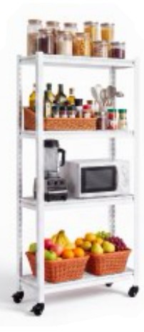 Rolling 4-Tier Shelf, White